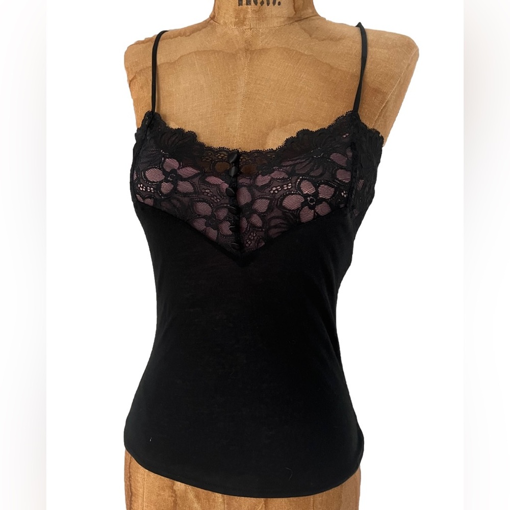 Express Pink and Black Double Layer Lace Cami EUC XS